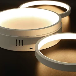 NETTLIFE Plafonnier LED plafonnier avec télécommande dimmable 52W moderne avec 4 anneaux métalliques