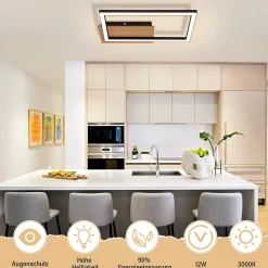 NETTLIFE plafonnier LED plafonnier moderne 12W bois 3000K