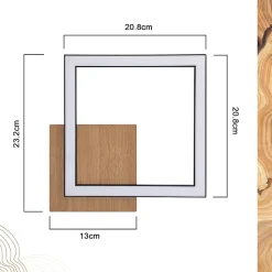 NETTLIFE plafonnier LED plafonnier 3000K blanc chaud moderne 12W petit bois