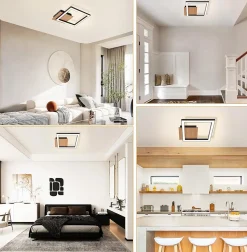 NETTLIFE plafonnier LED plafonnier 3000K blanc chaud moderne 12W petit bois