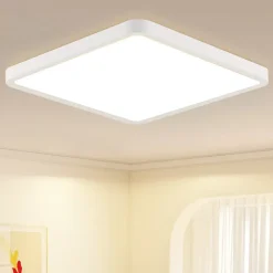 NETTLIFE Plafonnier LED Plat - 23CM 18W Lampe de Cuisine Carrée Chambre de Salle de Bain 4000K pour Salle de Bain Cuisine Couloir