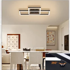 NETTLIFE Plafonnier LED plafonnier salon 20W blanc chaud design moderne lampe noire carrée