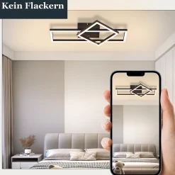 NETTLIFE Plafonnier LED plafonnier salon 20W blanc chaud design moderne lampe noire carrée