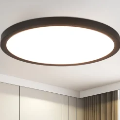 NETTLIFE Plafonnier LED Plat Noir 4000K Chambre 24W Salle de Bain Couloir Ronde pour Cuisine