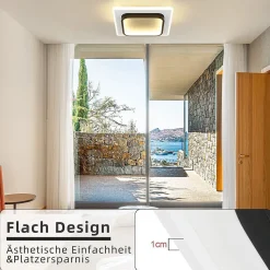 NETTLIFE Plafonnier LED Plafonnier Couloir Blanc Chaud 16w Lampe De Chambre Moderne Noir