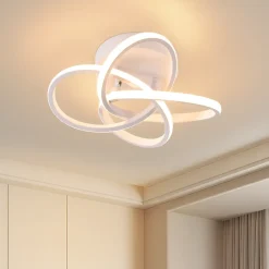 NETTLIFE Plafonnier LED pour chambre à coucher - 28 W, 3 000 K, blanc chaud, lampe de couloir, blanc