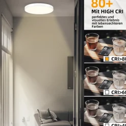 NETTLIFE Plafonnier LED plafonnier blanc chaud - Lampe de salle de bain 12W IP44 étanche 21cm rond moderne