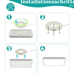 NETTLIFE Plafonnier LED plat 23CM 6500K 18W carré chambre blanc LED intégré en permanence