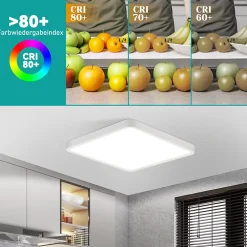 NETTLIFE Plafonnier LED plat 23CM 6500K 18W carré chambre blanc LED intégré en permanence