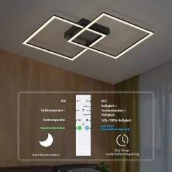 NETTLIFE Plafonnier LED plafonnier salon - lampe de salon lampe de cuisine dimmable 52W noir