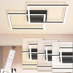 NETTLIFE Plafonnier LED plafonnier salon - lampe de salon lampe de cuisine dimmable 52W noir