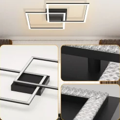 NETTLIFE Plafonnier LED plafonnier salon - lampe de salon lampe de cuisine dimmable 52W noir