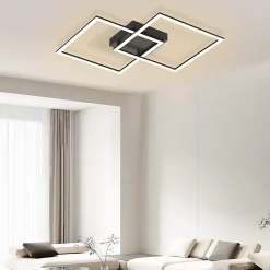 NETTLIFE Plafonnier LED plafonnier salon - lampe de salon lampe de cuisine dimmable 52W noir