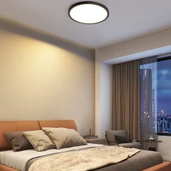 NETTLIFE Plafonnier LED Plat Pour Chambre à Coucher Noir 18 Cm 15 W Non Dimmable Blanc Chaud 3000 K