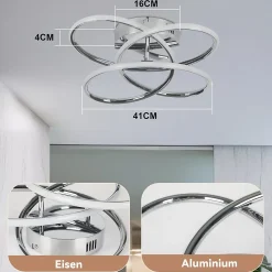 NETTLIFE Plafonnier LED pour couloir, intensité variable, avec télécommande, design moderne en forme de papillon, 36 cm, 44 W