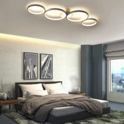 NETTLIFE Plafonnier LED Rond Moderne Blanc Chaud 3000K Anneau 37W Blanc 89cm Lampe de Bureau pour Chambre Salon Couloir Bureau