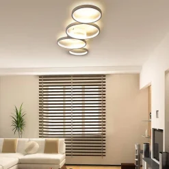 NETTLIFE Plafonnier LED Rond Moderne Blanc Chaud 3000K Anneau 37W Blanc 89cm Lampe de Bureau pour Chambre Salon Couloir Bureau