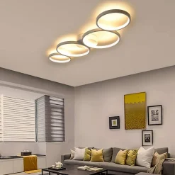 NETTLIFE Plafonnier LED Rond Moderne Blanc Chaud 3000K Anneau 37W Blanc 89cm Lampe de Bureau pour Chambre Salon Couloir Bureau