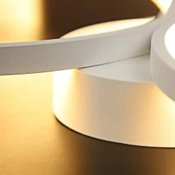 NETTLIFE Plafonnier LED Rond Moderne Blanc Chaud 3000K Anneau 37W Blanc 89cm Lampe de Bureau pour Chambre Salon Couloir Bureau