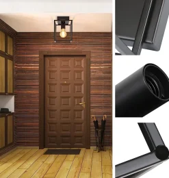 NETTLIFE Plafonnier LED Rétro Noir Lampe Industrielle pour Chambre Salon Lampe Vintage en Métal pour Couloir Salle à Manger 40 W