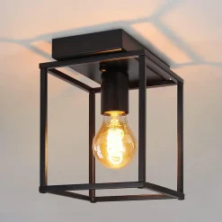 NETTLIFE Plafonnier LED Rétro Noir Lampe Industrielle pour Chambre Salon Lampe Vintage en Métal pour Couloir Salle à Manger 40 W