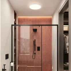 NETTLIFE Plafonnier LED ronde 18W Moderne 23cm Blanc neutre plate IP44 Lampe de Salle de bain pour chambre cuisine couloir