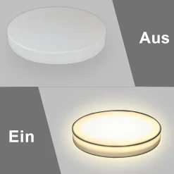 NETTLIFE Plafonnier LED Rond Blanc 30CM Moderne 12W avec Abat-Jour en Tissu 3000K Blanc Chaud pour Salon Chambre