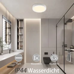 NETTLIFE Plafonnier LED Rond Moderne Blanc Lampe de Couloir 3000K 18W IP44 Étanche pour Cuisine Bureau Salle de Bain d'Enfant