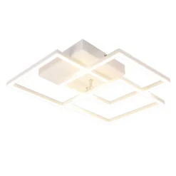 NETTLIFE Plafonnier LED Salon Blanc Dimmable Carré Moderne 36w Avec Télécommande