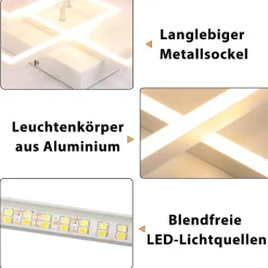 NETTLIFE Plafonnier LED Salon Blanc Dimmable Carré Moderne 36w Avec Télécommande