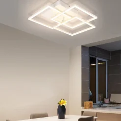 NETTLIFE Plafonnier LED Salon Blanc Dimmable Carré Moderne 36w Avec Télécommande