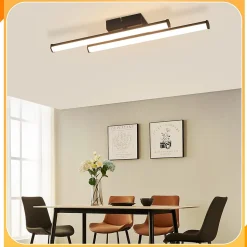 NETTLIFE Plafonnier LED salon moderne noir 12W 3000K blanc chaud chambre LED intégré en permanence