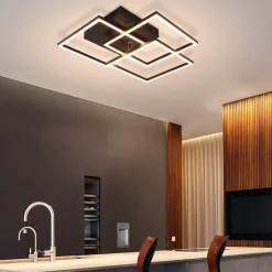 NETTLIFE Plafonnier LED Salon Noir Dimmable Carré Moderne 36w Avec Télécommande