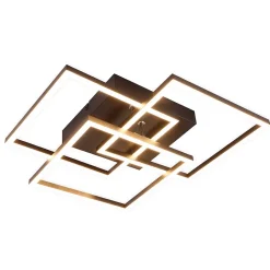 NETTLIFE Plafonnier LED Salon Noir Dimmable Carré Moderne 36w Avec Télécommande