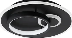 NETTLIFE Plafonnier LED Salon Noir Lampe de 33 W Dimmable avec Télécommande Lampe Design Moderne Lampe Ronde pour Chambre Couloir