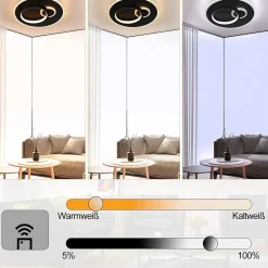 NETTLIFE Plafonnier LED Salon Noir Lampe de 33 W Dimmable avec Télécommande Lampe Design Moderne Lampe Ronde pour Chambre Couloir