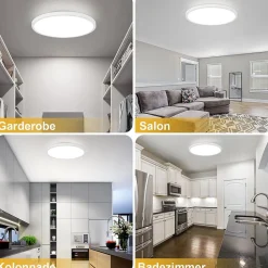 NETTLIFE plafonnier LED salle de bain 30cm lampe chambre lampe cuisine plate 4000K 18W lampe salle de bain IP44