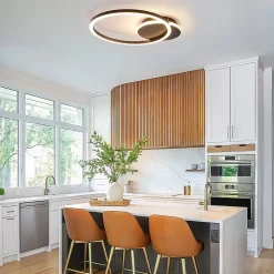 NETTLIFE Plafonnier LED Salon 24W Noir Moderne 2 Anneaux 3000K Blanc Chaud