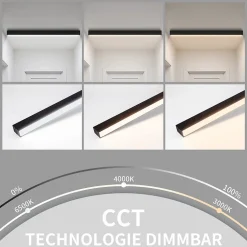 NETTLIFE Plafonnier LED Salon - Lampe 25W Noir Long 80cm Panneau de Lampe Intensité Variable avec Télécommande Moderne