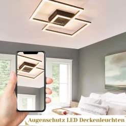 NETTLIFE Plafonnier LED salon noir 3000K blanc chaud moderne cristal chambre lampe 24W pour cuisine chambre couloir