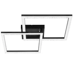 NETTLIFE Plafonnier LED salon noir 3000K blanc chaud moderne cristal chambre lampe 24W pour cuisine chambre couloir