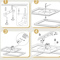 NETTLIFE Plafonnier LED salon noir 3000K blanc chaud moderne cristal chambre lampe 24W pour cuisine chambre couloir