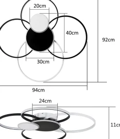 NETTLIFE Plafonnier LED Salon - Grande lampe de salon moderne 94 cm dimmable 72 W avec télécommande pour chambre bureau cuisine