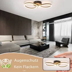 NETTLIFE Plafonnier LED Salon 24W Moderne Créatif Noir Lampe Cuisine 3000K Blanc Chaud