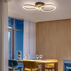 NETTLIFE Plafonnier LED Salon 24W Moderne Créatif Noir Lampe Cuisine 3000K Blanc Chaud