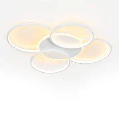 NETTLIFE Plafonnier LED Salon Dimmable 70W avec télécommande 5 anneaux Blanc Moderne Acrylique Dimmable