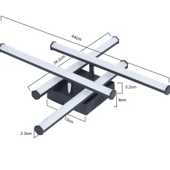 NETTLIFE Plafonnier LED salon plafonnier moderne noir 24W design d'intérieur 3000K blanc chaud