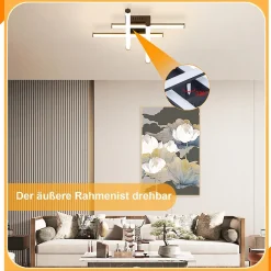 NETTLIFE Plafonnier LED salon plafonnier moderne noir 24W design d'intérieur 3000K blanc chaud