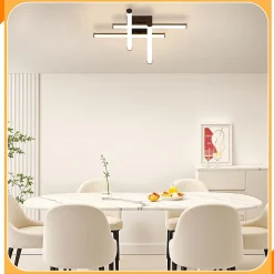 NETTLIFE Plafonnier LED salon plafonnier moderne noir 24W design d'intérieur 3000K blanc chaud
