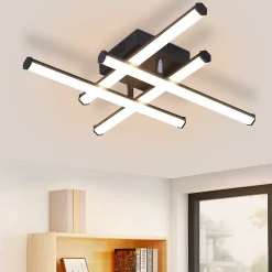 NETTLIFE Plafonnier LED salon plafonnier moderne noir 24W design d'intérieur 3000K blanc chaud